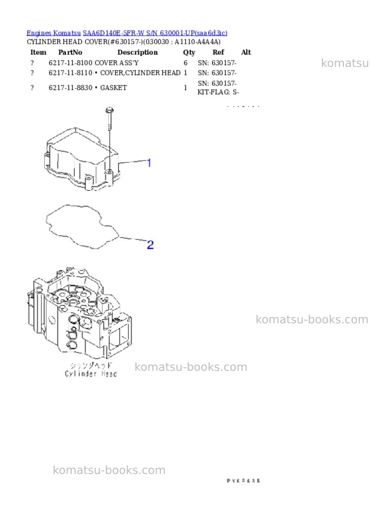 Komatsu saa6d140e-5fr-w s/n 630001-up Parts catalog cover Page 2
