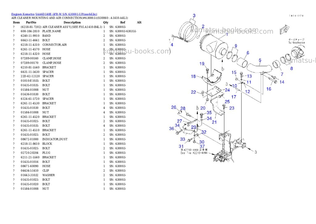 Komatsu saa6d140e-5fr-w s/n 630001-up Parts catalog cover Page 5