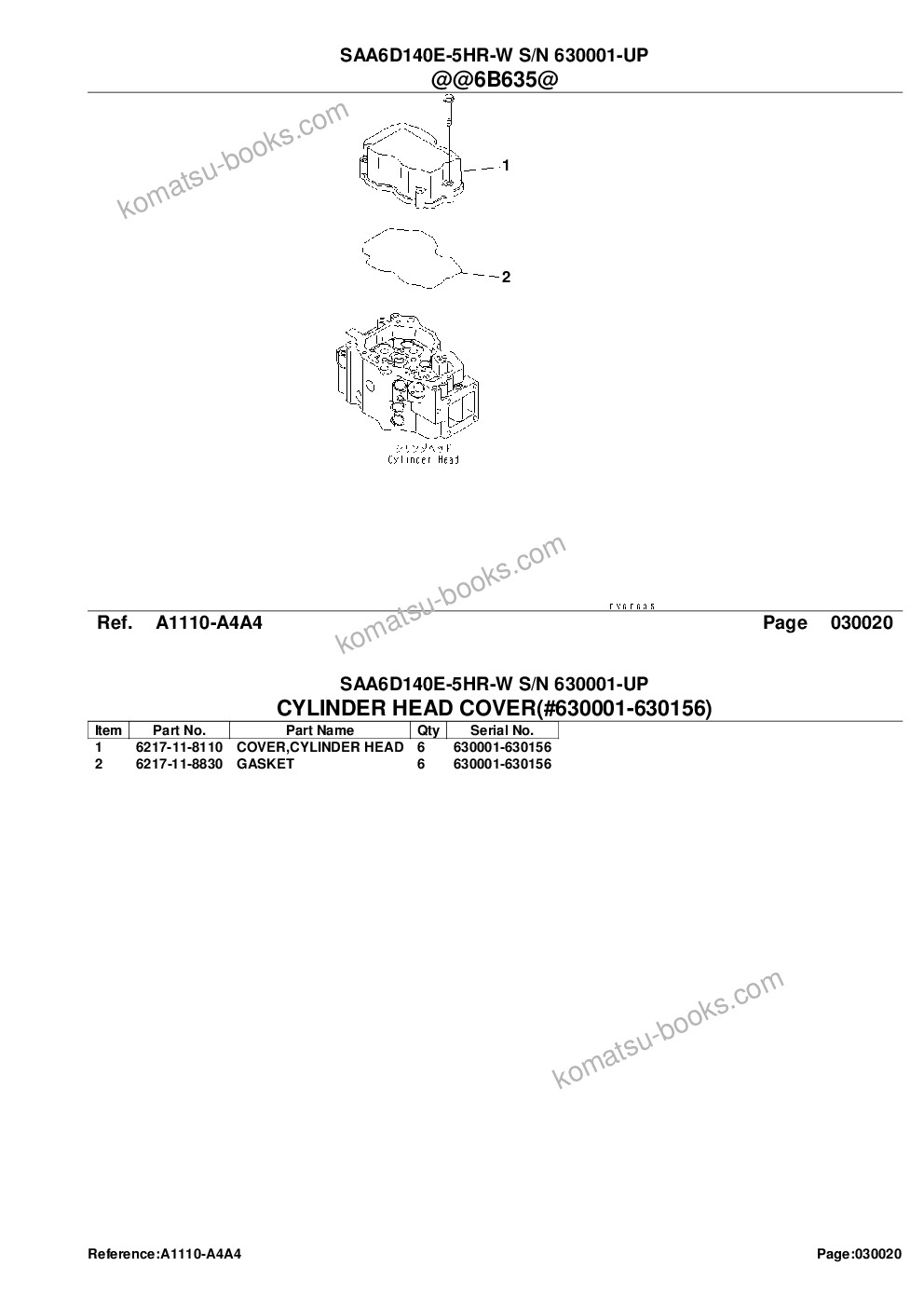 Komatsu saa6d140e-5hr-w s/n 630001-up Parts catalog cover Page 6 Komatsu saa6d140e-5hr-w s/n 630001-up Parts catalog cover Page 6
