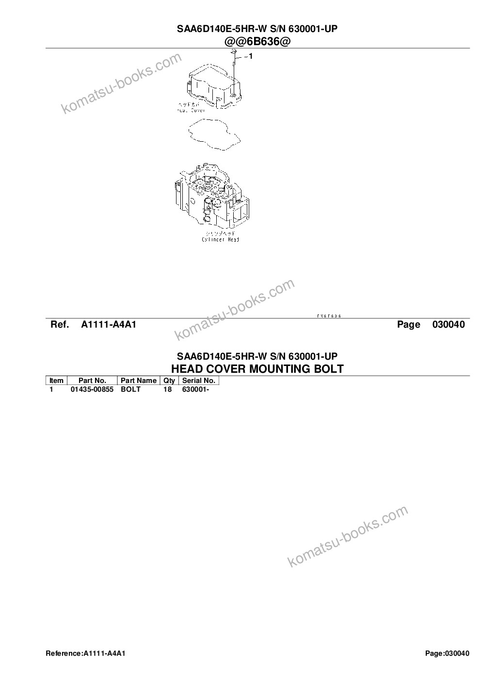 Komatsu saa6d140e-5hr-w s/n 630001-up Parts catalog cover Page 8 Komatsu saa6d140e-5hr-w s/n 630001-up Parts catalog cover Page 8