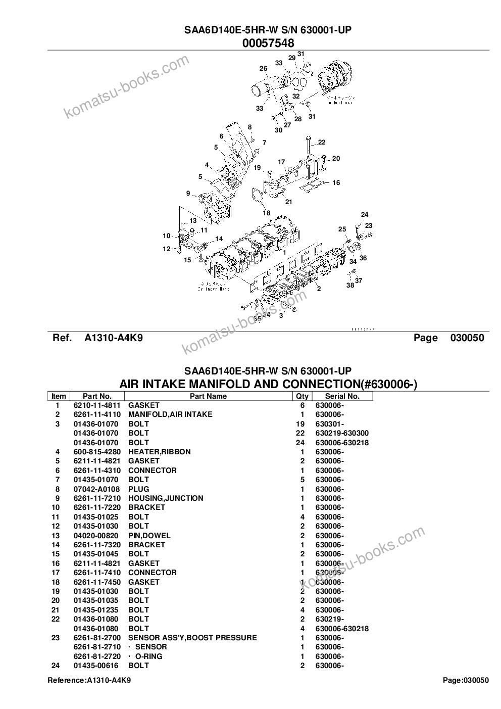 Komatsu saa6d140e-5hr-w s/n 630001-up Parts catalog cover Page 9 Komatsu saa6d140e-5hr-w s/n 630001-up Parts catalog cover Page 9