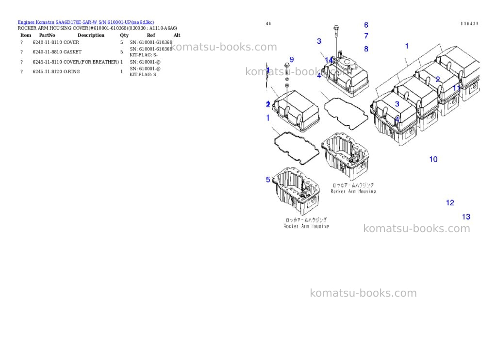 Komatsu saa6d170e-5ar-w s/n 610001-up Parts catalog cover Page 4 Komatsu saa6d170e-5ar-w s/n 610001-up Parts catalog cover Page 4