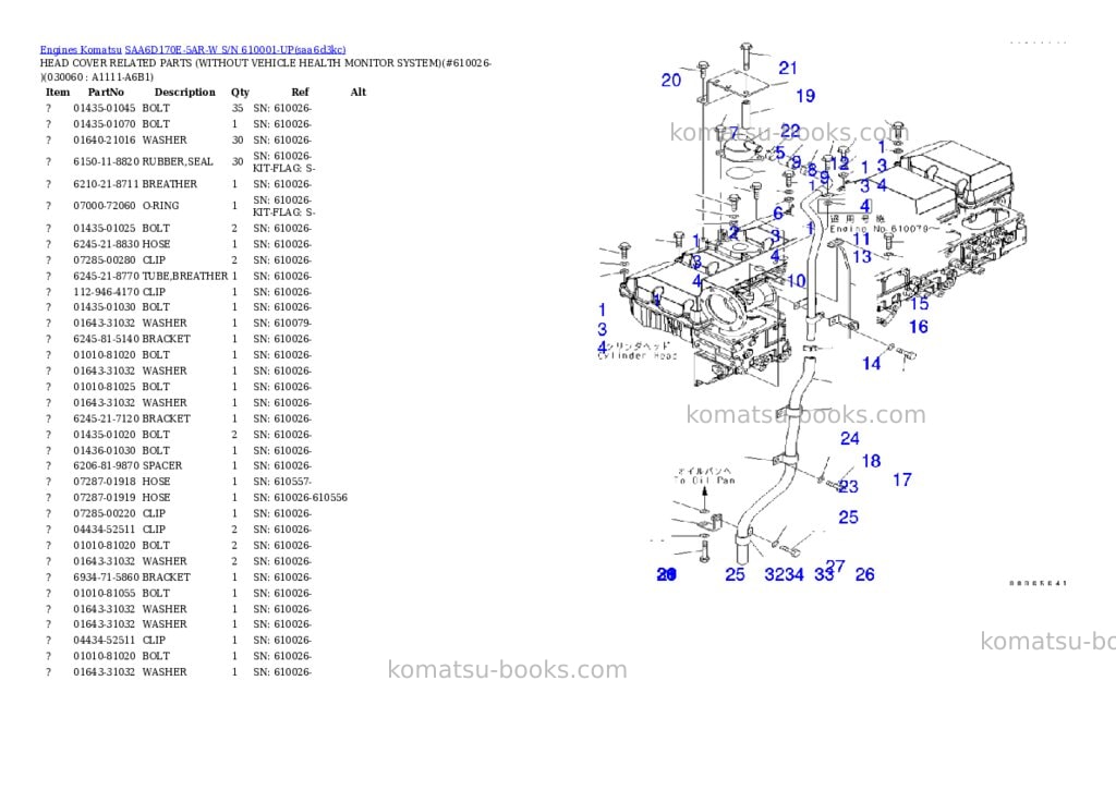 Komatsu saa6d170e-5ar-w s/n 610001-up Parts catalog cover Page 8 Komatsu saa6d170e-5ar-w s/n 610001-up Parts catalog cover Page 8