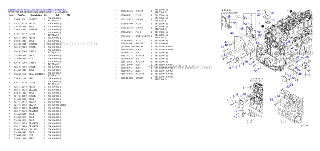 Komatsu saa6d140e-5br-w s/n 630001-up Parts catalog cover Page 10 Komatsu saa6d140e-5br-w s/n 630001-up Parts catalog cover Page 10