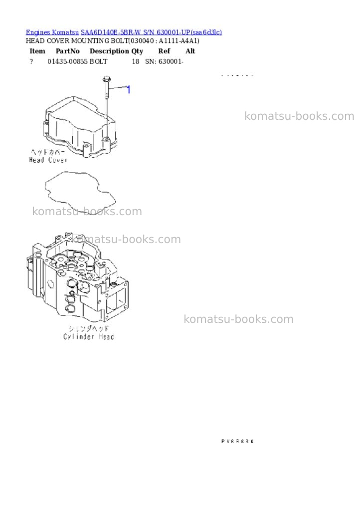 Komatsu saa6d140e-5br-w s/n 630001-up Parts catalog cover Page 3 Komatsu saa6d140e-5br-w s/n 630001-up Parts catalog cover Page 3