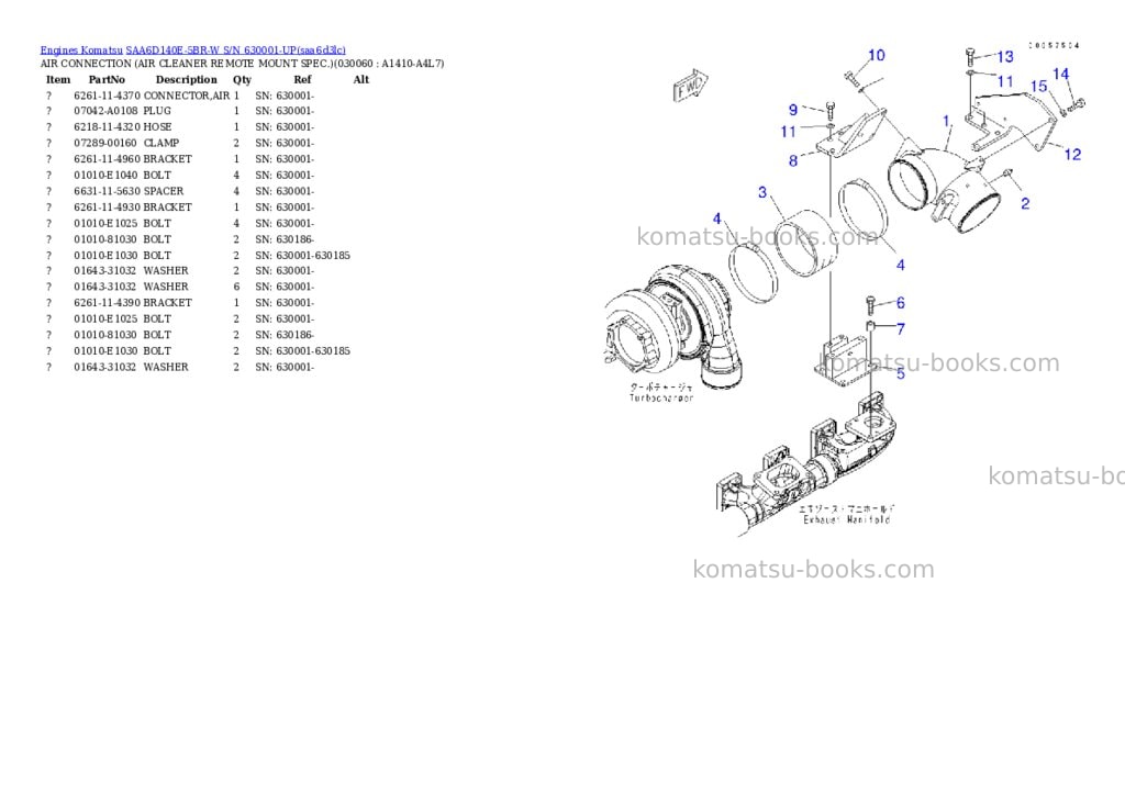 Komatsu saa6d140e-5br-w s/n 630001-up Parts catalog cover Page 5 Komatsu saa6d140e-5br-w s/n 630001-up Parts catalog cover Page 5