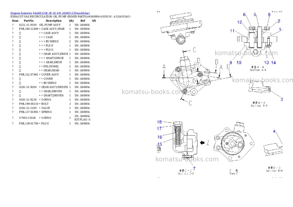 Komatsu saa6d125e-5f-02 s/n 560001-up Parts catalog cover Page 10 Komatsu saa6d125e-5f-02 s/n 560001-up Parts catalog cover Page 10
