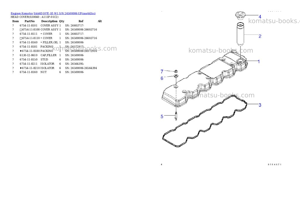 Komatsu saa6d107e-1e-w1 s/n 26500006-up Parts catalog cover Page 3