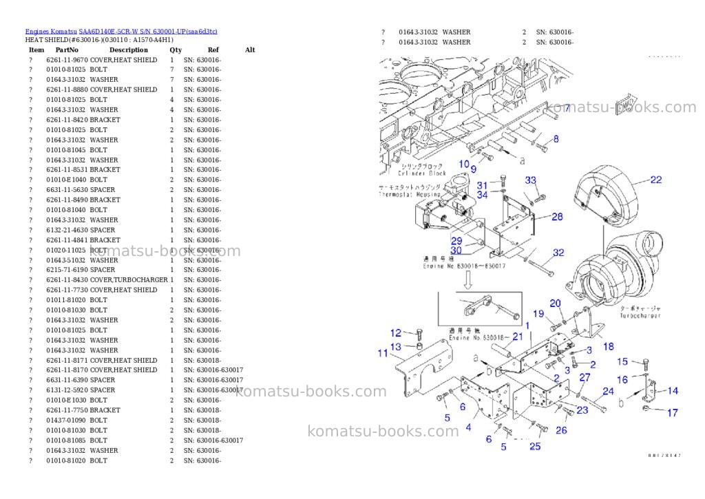 Komatsu saa6d140e-5cr-w s/n 630001-up Parts catalog cover Page 10 Komatsu saa6d140e-5cr-w s/n 630001-up Parts catalog cover Page 10
