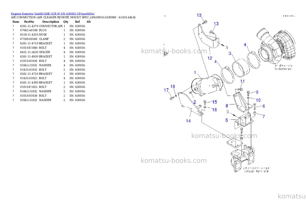Komatsu saa6d140e-5cr-w s/n 630001-up Parts catalog cover Page 5 Komatsu saa6d140e-5cr-w s/n 630001-up Parts catalog cover Page 5