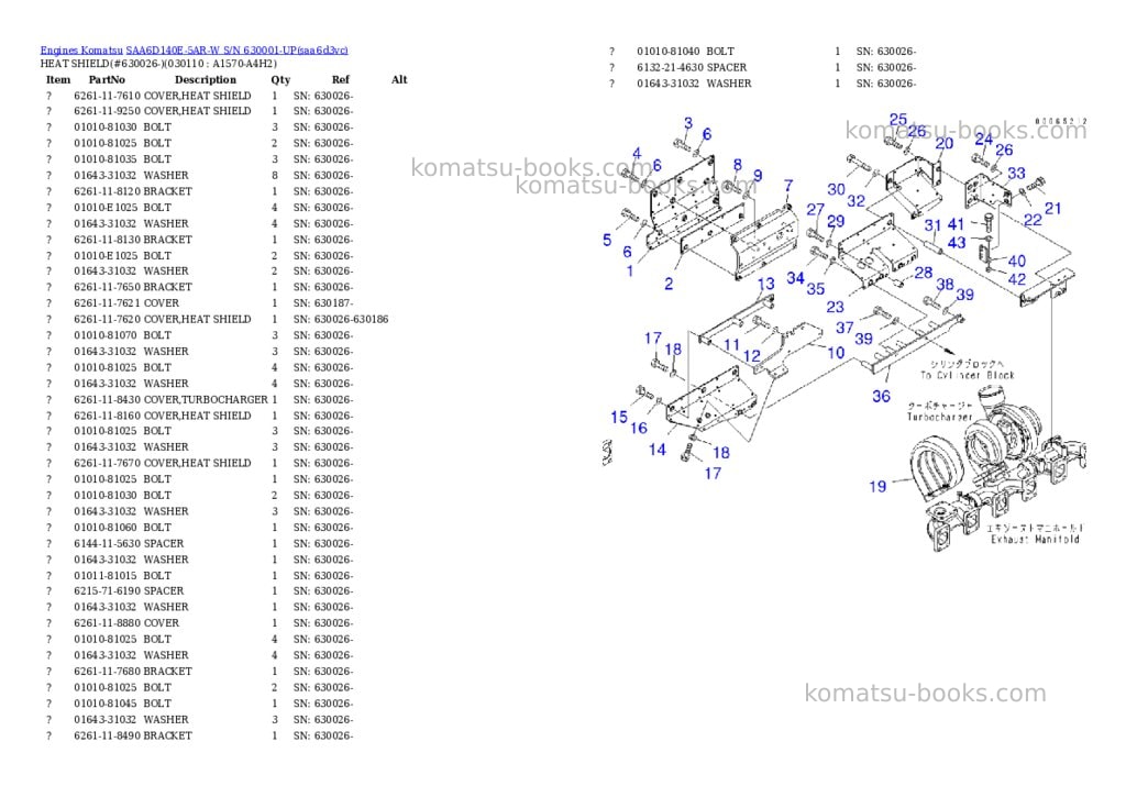 Komatsu saa6d140e-5ar-w s/n 630001-up Parts catalog cover Page 10 Komatsu saa6d140e-5ar-w s/n 630001-up Parts catalog cover Page 10