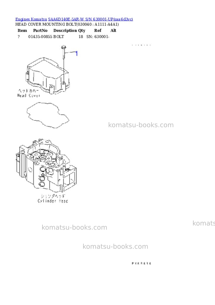 Komatsu saa6d140e-5ar-w s/n 630001-up Parts catalog cover Page 3 Komatsu saa6d140e-5ar-w s/n 630001-up Parts catalog cover Page 3