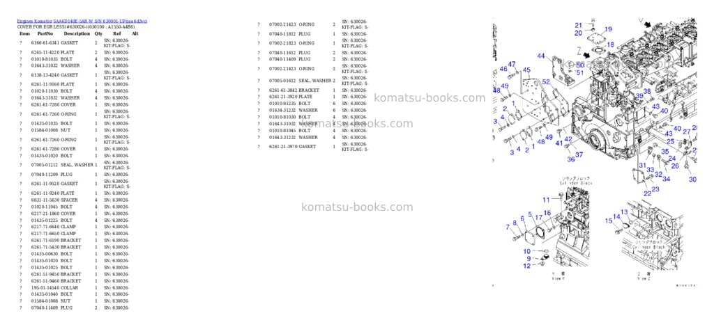 Komatsu saa6d140e-5ar-w s/n 630001-up Parts catalog cover Page 9 Komatsu saa6d140e-5ar-w s/n 630001-up Parts catalog cover Page 9