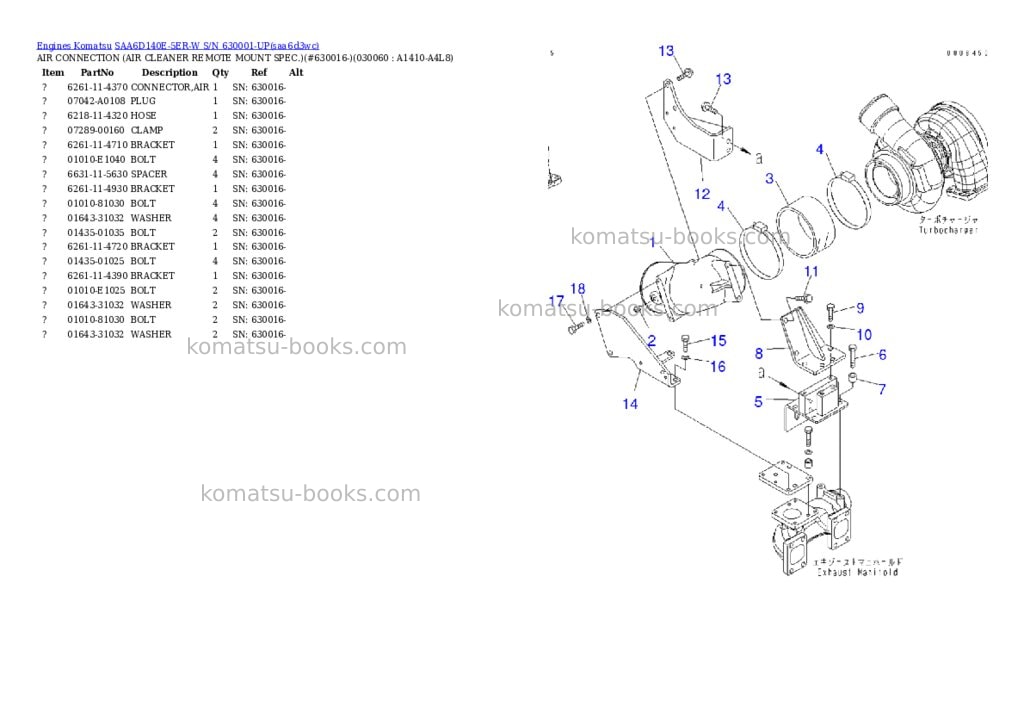 Komatsu saa6d140e-5er-w s/n 630001-up Parts catalog cover Page 5 Komatsu saa6d140e-5er-w s/n 630001-up Parts catalog cover Page 5