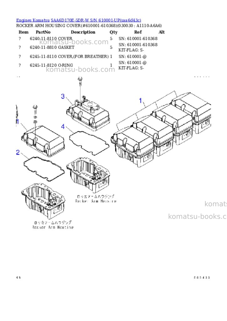 Komatsu saa6d170e-5dr-w s/n 610001-up Parts catalog cover Page 2 Komatsu saa6d170e-5dr-w s/n 610001-up Parts catalog cover Page 2