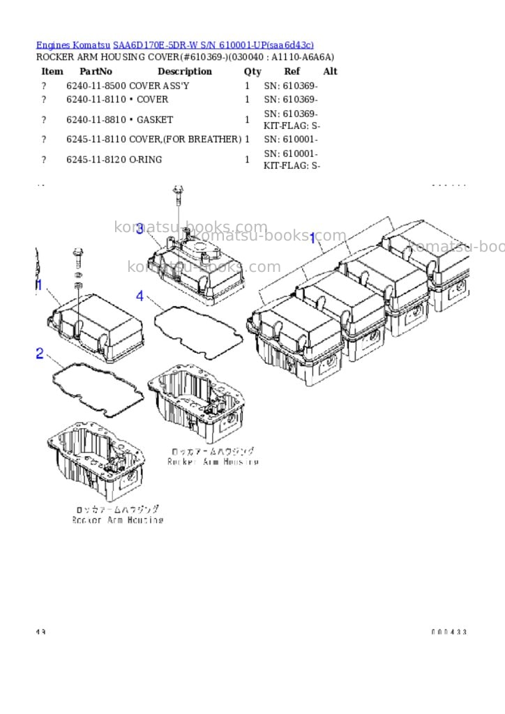 Komatsu saa6d170e-5dr-w s/n 610001-up Parts catalog cover Page 3 Komatsu saa6d170e-5dr-w s/n 610001-up Parts catalog cover Page 3