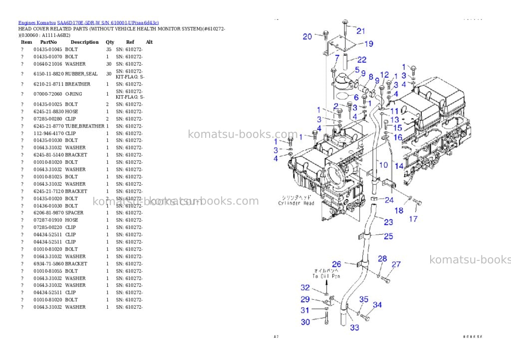 Komatsu saa6d170e-5dr-w s/n 610001-up Parts catalog cover Page 5 Komatsu saa6d170e-5dr-w s/n 610001-up Parts catalog cover Page 5