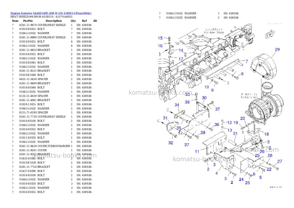 Komatsu saa6d140e-5dr-w s/n 630001-up Parts catalog cover Page 10 Komatsu saa6d140e-5dr-w s/n 630001-up Parts catalog cover Page 10