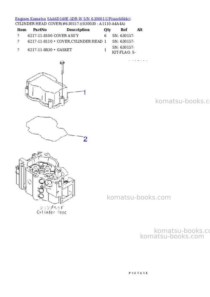 Komatsu saa6d140e-5dr-w s/n 630001-up Parts catalog cover Page 2 Komatsu saa6d140e-5dr-w s/n 630001-up Parts catalog cover Page 2