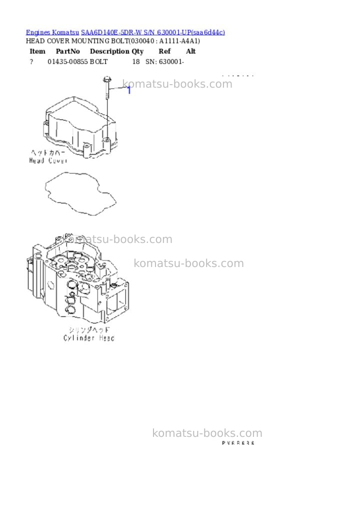 Komatsu saa6d140e-5dr-w s/n 630001-up Parts catalog cover Page 3 Komatsu saa6d140e-5dr-w s/n 630001-up Parts catalog cover Page 3