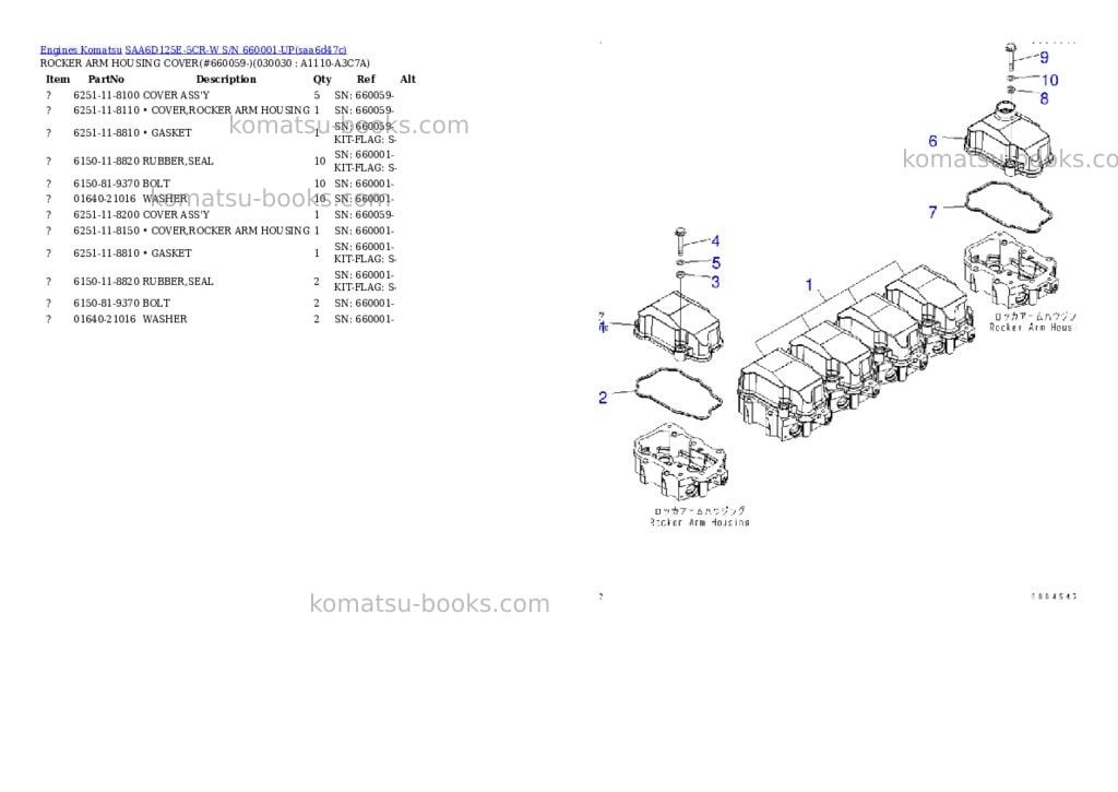 Komatsu saa6d125e-5cr-w s/n 660001-up Parts catalog cover Page 2 Komatsu saa6d125e-5cr-w s/n 660001-up Parts catalog cover Page 2