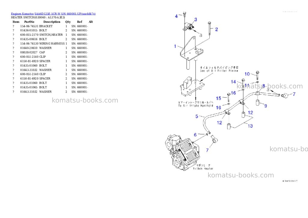 Komatsu saa6d125e-5cr-w s/n 660001-up Parts catalog cover Page 5 Komatsu saa6d125e-5cr-w s/n 660001-up Parts catalog cover Page 5