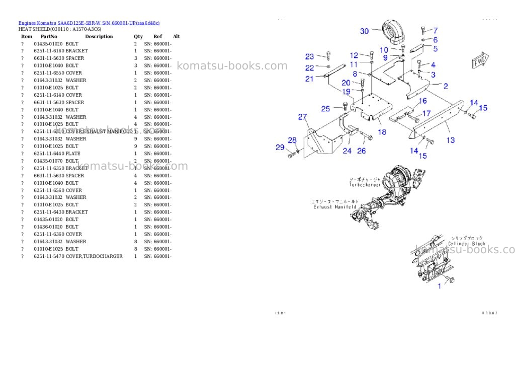 Komatsu saa6d125e-5br-w s/n 660001-up Parts catalog cover Page 10 Komatsu saa6d125e-5br-w s/n 660001-up Parts catalog cover Page 10