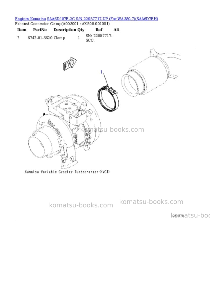 Komatsu saa6d107e-2c s/n 22057717-up for wa380-7 Parts catalog cover Page 2