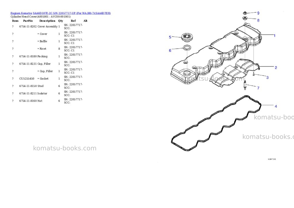 Komatsu saa6d107e-2c s/n 22057717-up for wa380-7 Parts catalog cover Page 4
