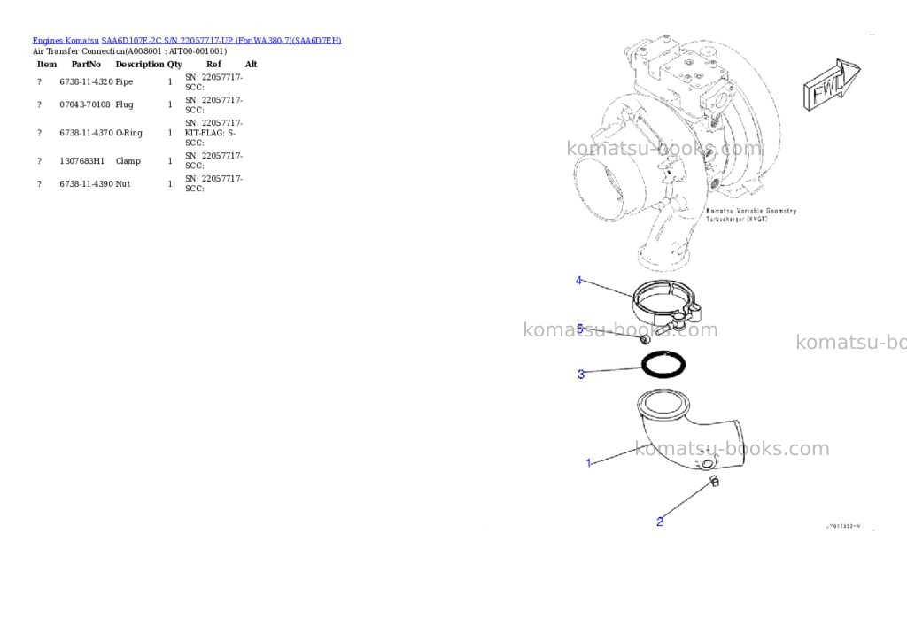 Komatsu saa6d107e-2c s/n 22057717-up for wa380-7 Parts catalog cover Page 7
