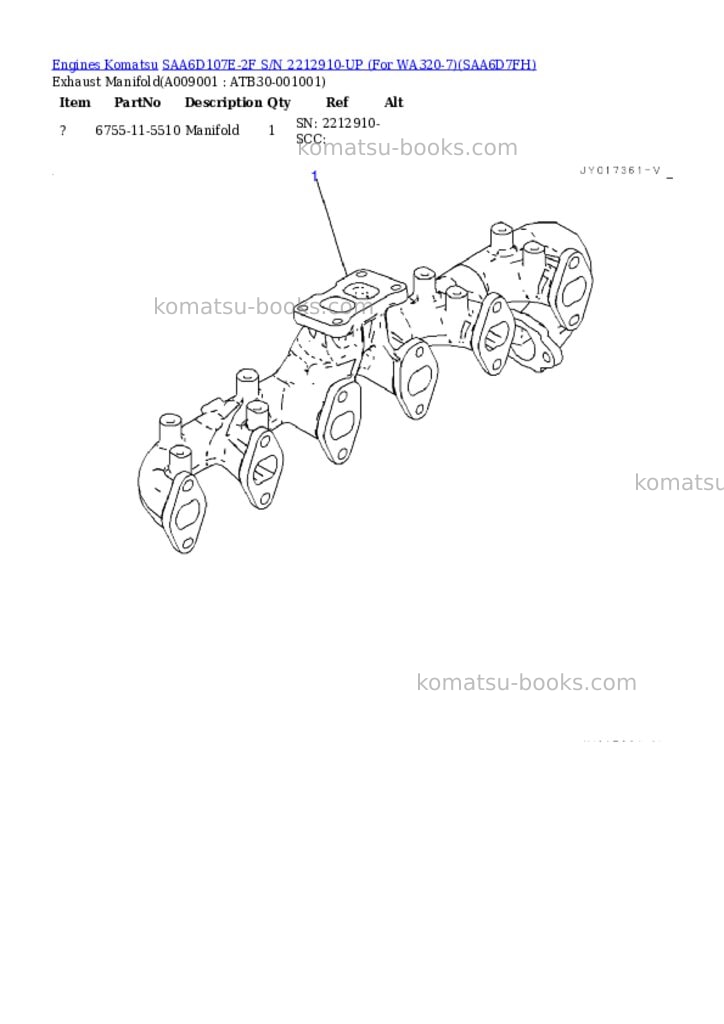 Komatsu saa6d107e-2f s/n 2212910-up for wa320-7 Parts catalog cover Page 10