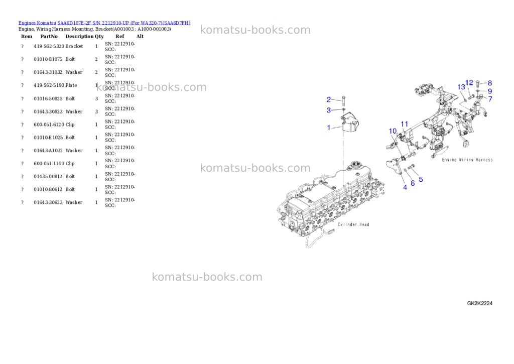 Komatsu saa6d107e-2f s/n 2212910-up for wa320-7 Parts catalog cover Page 2