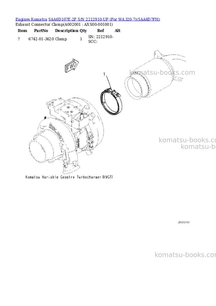 Komatsu saa6d107e-2f s/n 2212910-up for wa320-7 Parts catalog cover Page 3