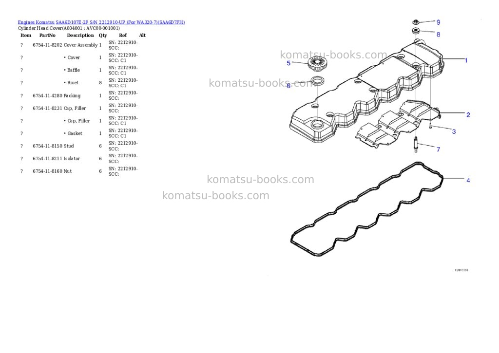 Komatsu saa6d107e-2f s/n 2212910-up for wa320-7 Parts catalog cover Page 5
