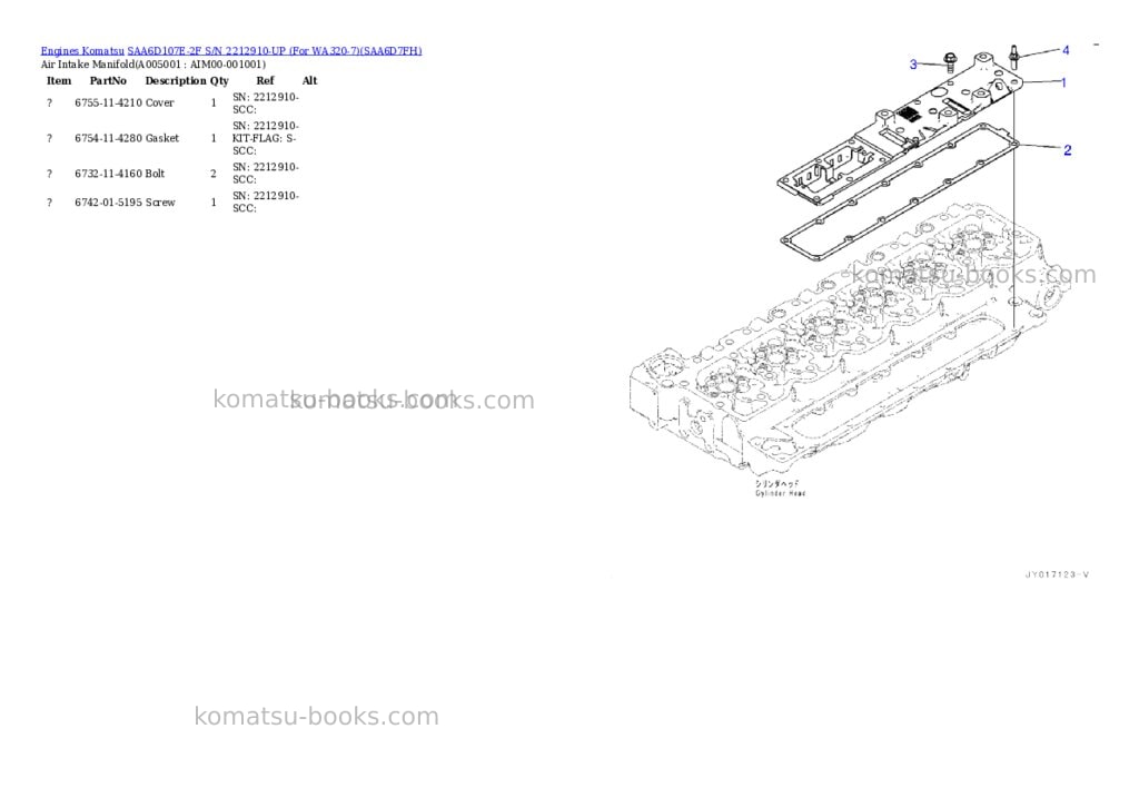 Komatsu saa6d107e-2f s/n 2212910-up for wa320-7 Parts catalog cover Page 6