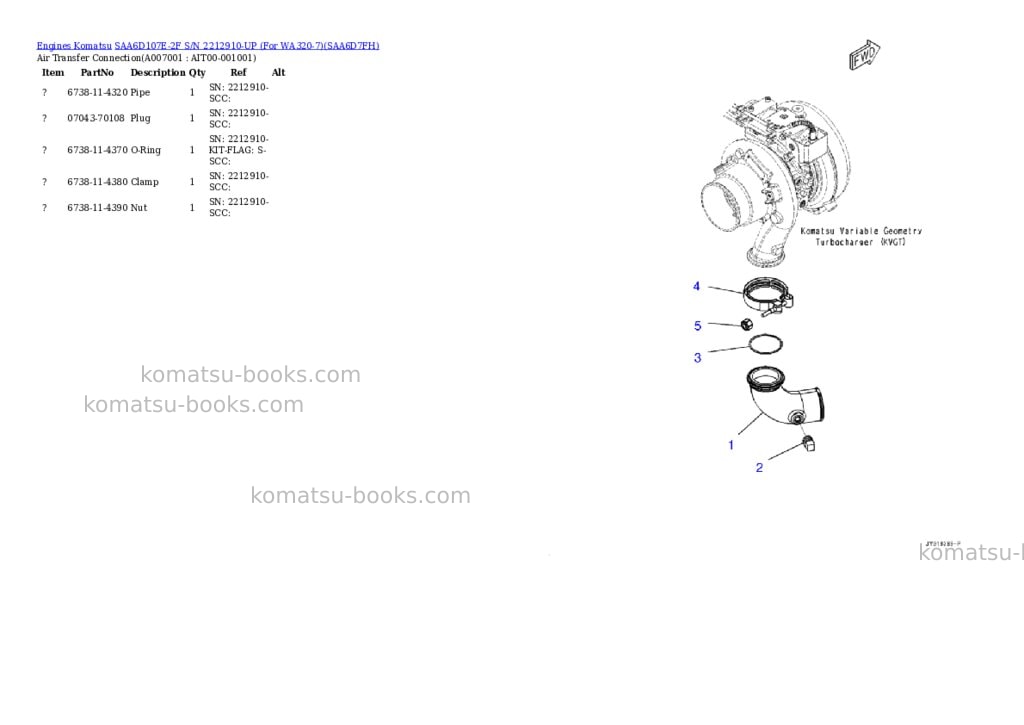Komatsu saa6d107e-2f s/n 2212910-up for wa320-7 Parts catalog cover Page 8
