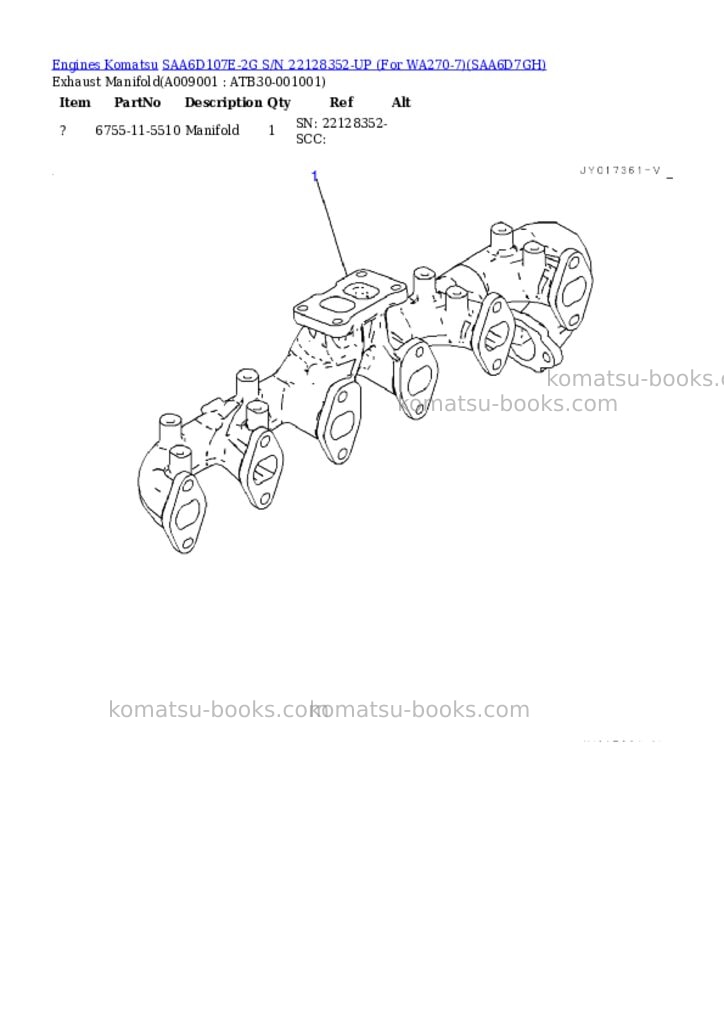 Komatsu saa6d107e-2g s/n 22128352-up for wa270-7 Parts catalog cover Page 9