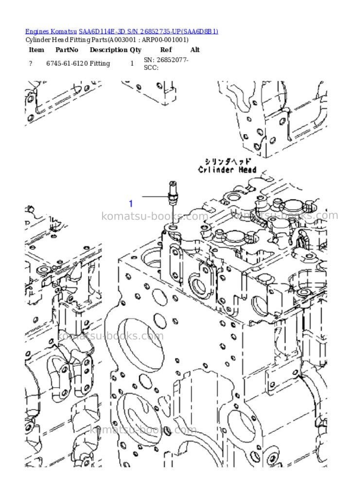Komatsu saa6d114e-3d s/n 26852735-up Parts catalog cover Page 2 Komatsu saa6d114e-3d s/n 26852735-up Parts catalog cover Page 2