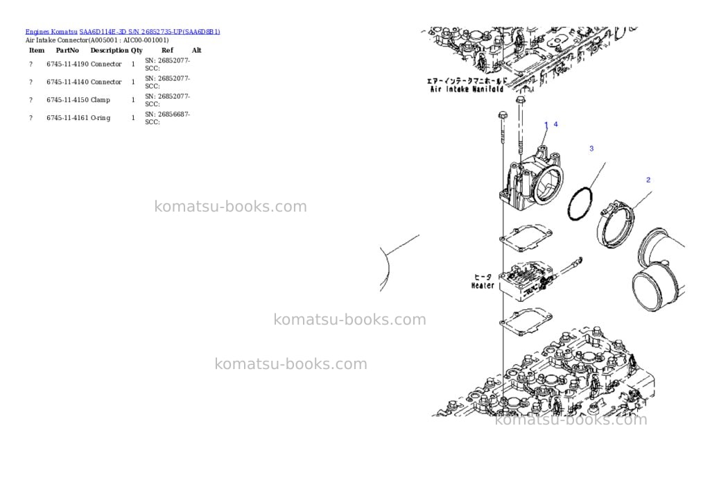 Komatsu saa6d114e-3d s/n 26852735-up Parts catalog cover Page 4 Komatsu saa6d114e-3d s/n 26852735-up Parts catalog cover Page 4