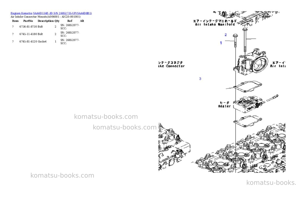 Komatsu saa6d114e-3d s/n 26852735-up Parts catalog cover Page 5 Komatsu saa6d114e-3d s/n 26852735-up Parts catalog cover Page 5
