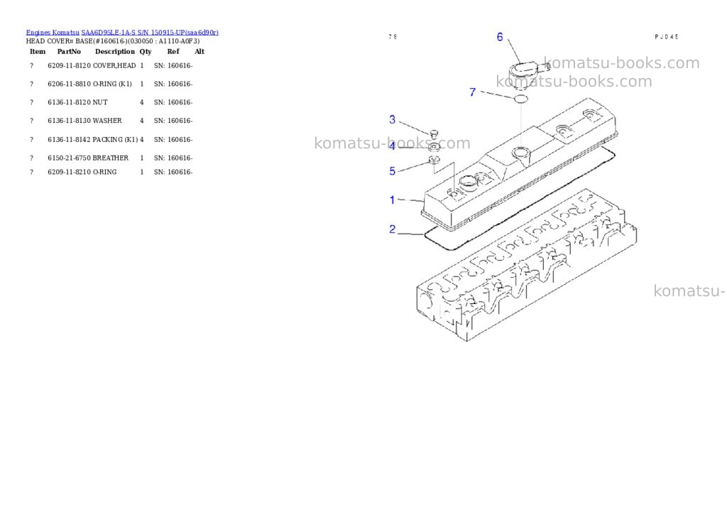 Komatsu saa6d95le-1a-s s/n 150915-up Parts catalog cover Page 4 Komatsu saa6d95le-1a-s s/n 150915-up Parts catalog cover Page 4