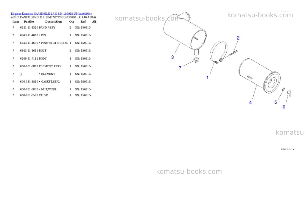 Komatsu saa6d95le-1a-s s/n 150915-up Parts catalog cover Page 8 Komatsu saa6d95le-1a-s s/n 150915-up Parts catalog cover Page 8