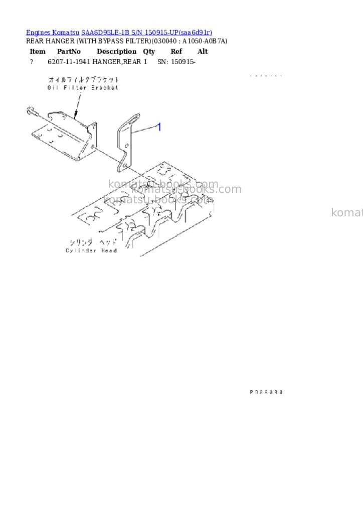 Komatsu SAA6D95LE-1B S/N 150915-UP Parts catalog cover Page 3 Komatsu SAA6D95LE-1B S/N 150915-UP Parts catalog cover Page 3