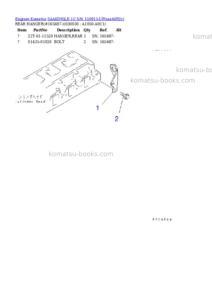 Komatsu saa6d95le-1c s/n 150915-up Parts catalog cover Page 2 Komatsu saa6d95le-1c s/n 150915-up Parts catalog cover Page 2