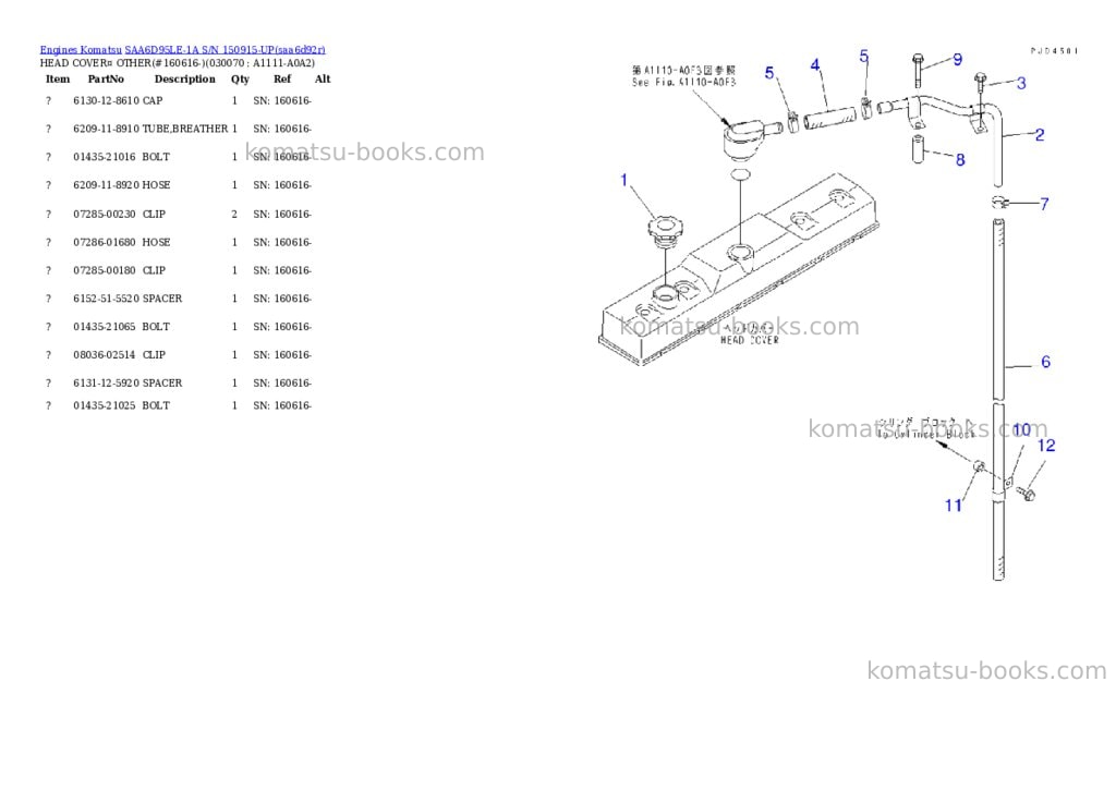 Komatsu SAA6D95LE-1A S/N 150915-UP Parts catalog cover Page 6 Komatsu SAA6D95LE-1A S/N 150915-UP Parts catalog cover Page 6