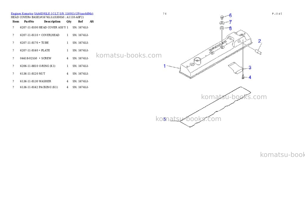 Komatsu saa6d95le-1c-lt s/n 150915-up Parts catalog cover Page 4