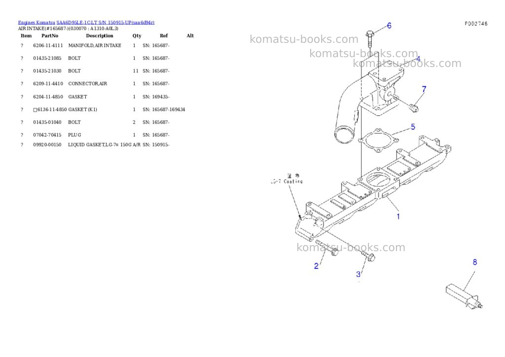 Komatsu saa6d95le-1c-lt s/n 150915-up Parts catalog cover Page 6