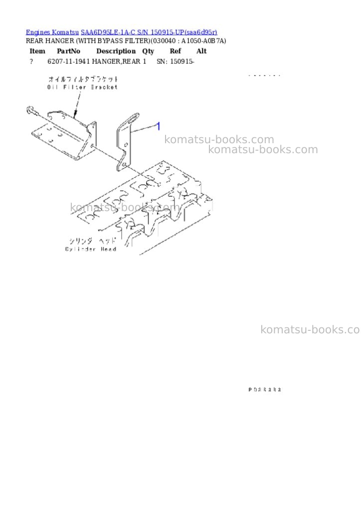 Komatsu SAA6D95LE-1A-C S/N 150915-UP Parts catalog cover Page 3 Komatsu SAA6D95LE-1A-C S/N 150915-UP Parts catalog cover Page 3
