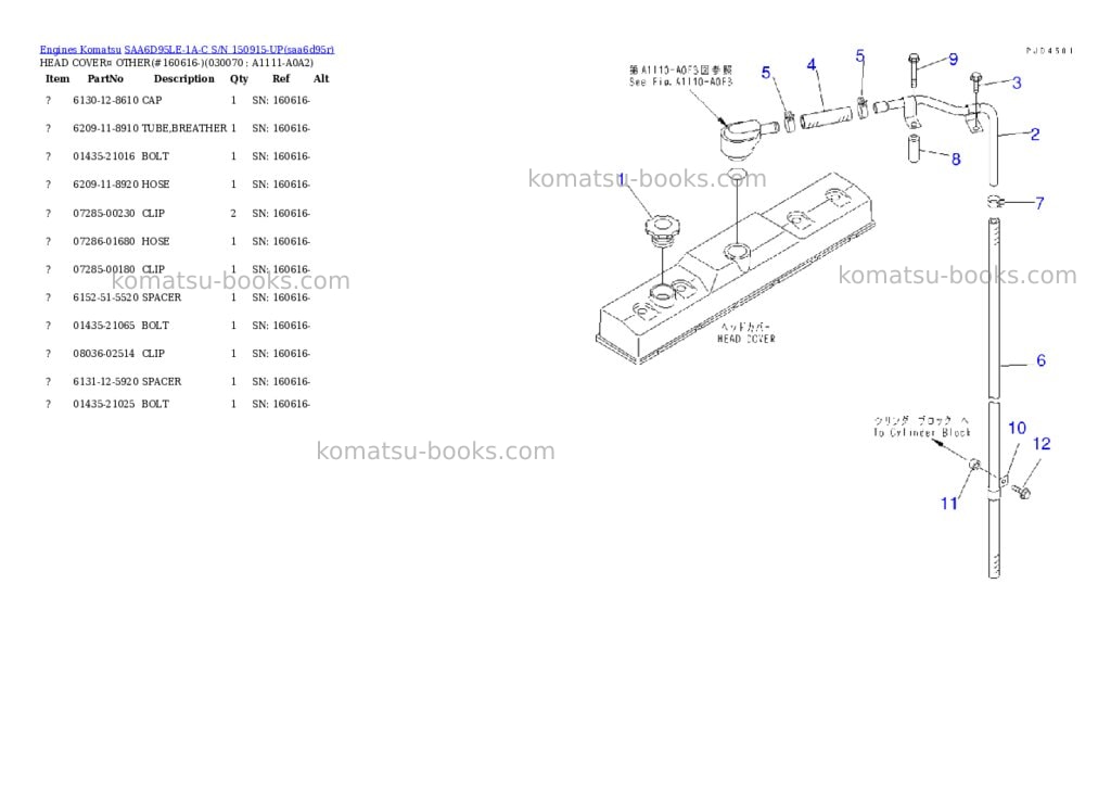 Komatsu SAA6D95LE-1A-C S/N 150915-UP Parts catalog cover Page 6 Komatsu SAA6D95LE-1A-C S/N 150915-UP Parts catalog cover Page 6