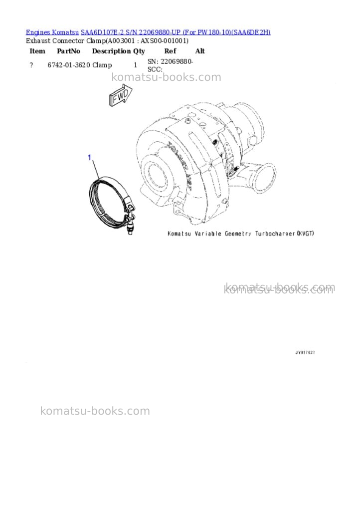 Komatsu saa6d107e-2 s/n 22069880-up for pw180-10 Parts catalog cover Page 2
